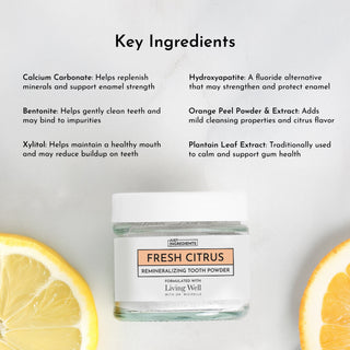 Fresh Citrus Remineralizing Tooth Powder - By Baano