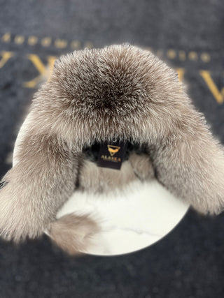 Genuine Silver Fox Fur Genuine Leather Hat