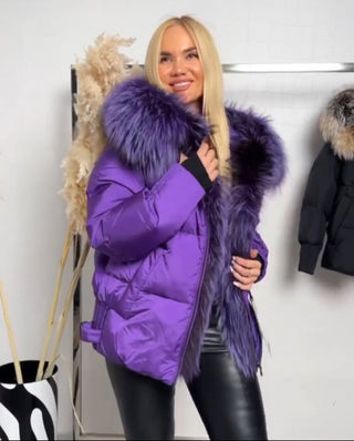 Genuine Silver Fox Fur Down Fill Parka - By Baano