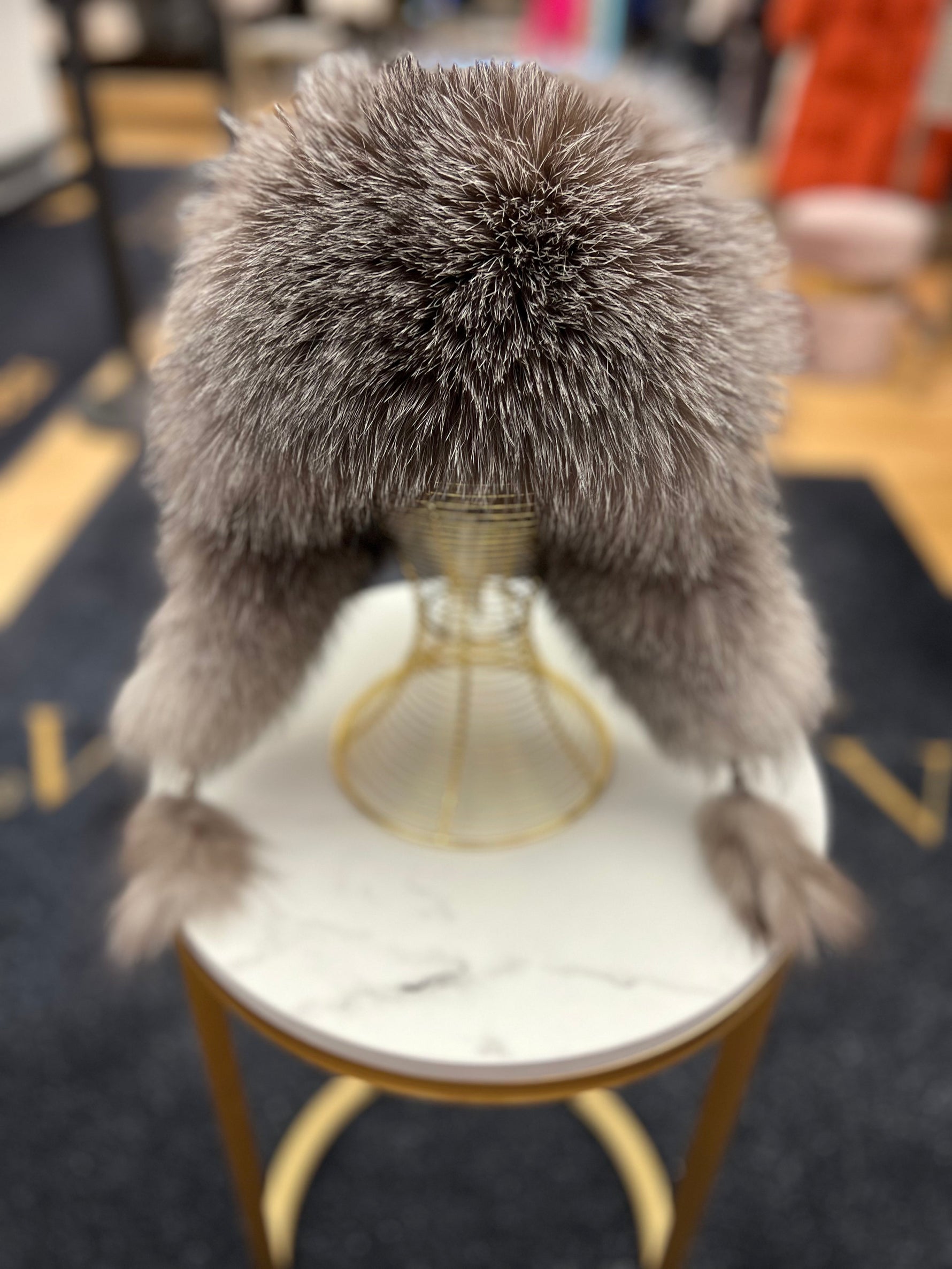 Genuine Silver Fox Fur Genuine Leather Hat