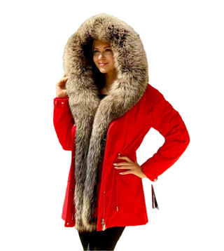 Genuine Silver Fox Fur Trim Rabbit Fur Insulated Parka - By Baano