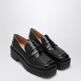 Black leather loafer