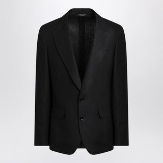 Black Single-breasted Linen Jacket