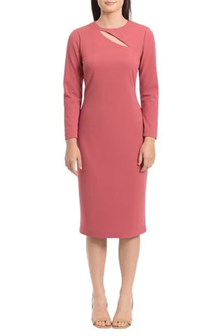 Maggy London Long Sleeve Keyhole Neck Scuba Crepe Sheath Dress - Glamourous Grace