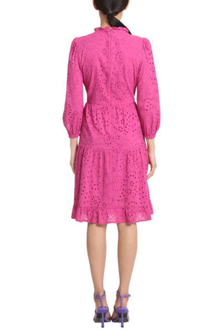 Maggy London Mini Ruffle Mock Neck Eyelet Dress - Glamourous Grace