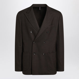 Brown Checked Double Breasted Jacket