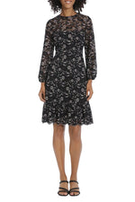 Maggy London Floral Lace Long Sleeve Fit & Flare Dress - Glamourous Grace