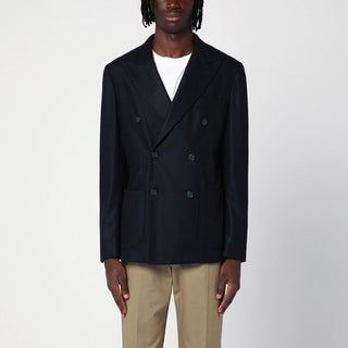 Blue Wool-blend Double-breasted Jacket - By Baano