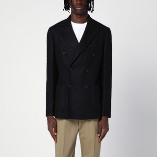 Black Wool-blend Double-breasted Jacket