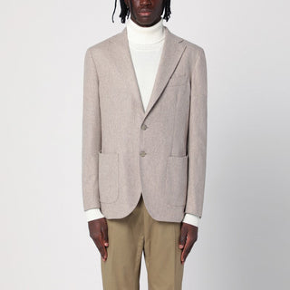 Beige Wool-blend Single-breasted Jacket - By Baano