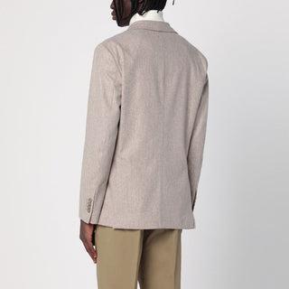 Beige Wool-blend Single-breasted Jacket - By Baano