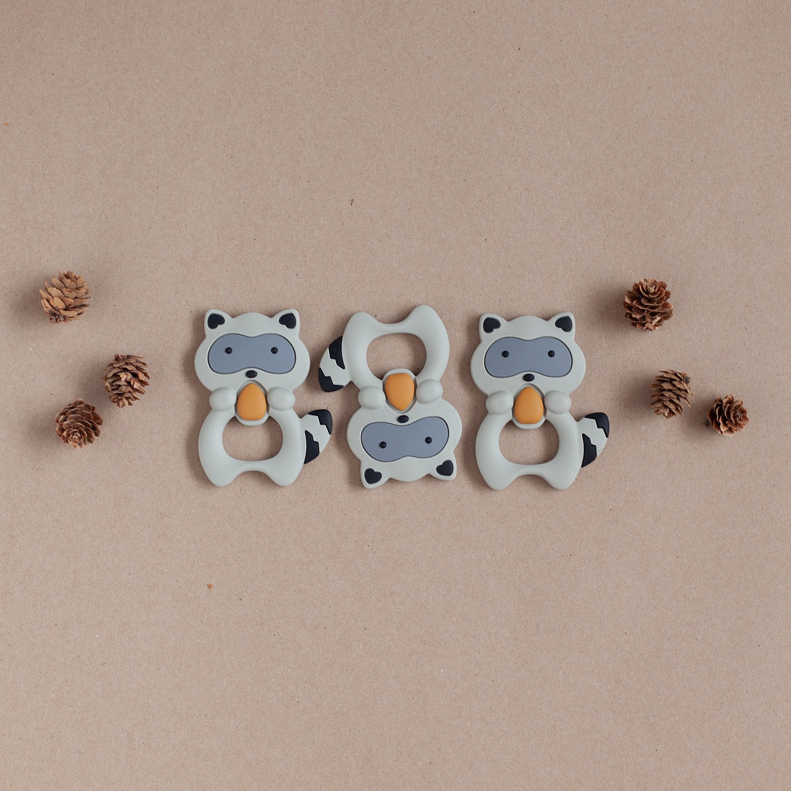 Raccoon Teether Set // Gray