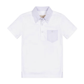 Organic Jersey Polo with Seersucker Trim - Baby - By Baano
