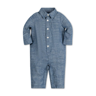 Organic Chambray Button Front Romper - By Baano