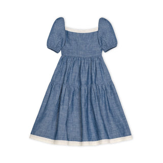Crochet Trim Organic Chambray Dress - By Baano