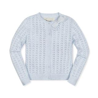 Organic Pointelle Bow Cardigan - By Baano