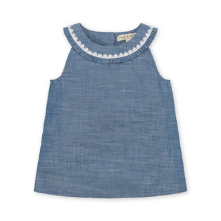 Organic Ruffle Collar Chambray Top - Baby - By Baano