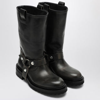 Kurt Boots In Black Leather With Buckle - By Baano