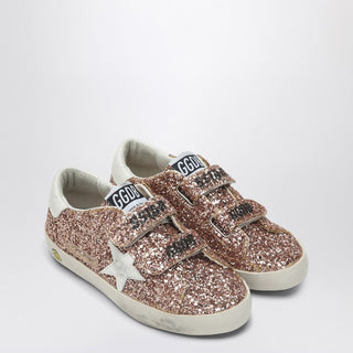 Old School Low Trainer In Peach/white Glitter - By Baano