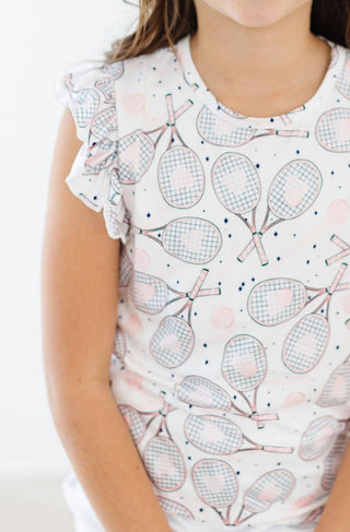SALE Game, Set, Match S/S Ruffle Tee - By Baano