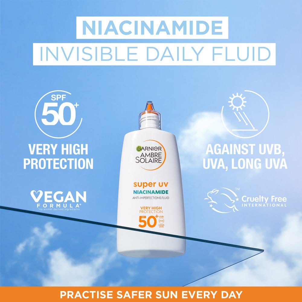 Garnier Ambre Solaire Super UV Niacinamide Facial SPF50+ Cream 40ml 2 Pack