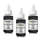 Garnier Skin Active 4% AHA + BHA & Niacinamide Charcoal Face Serum 30 ml 3 Pack