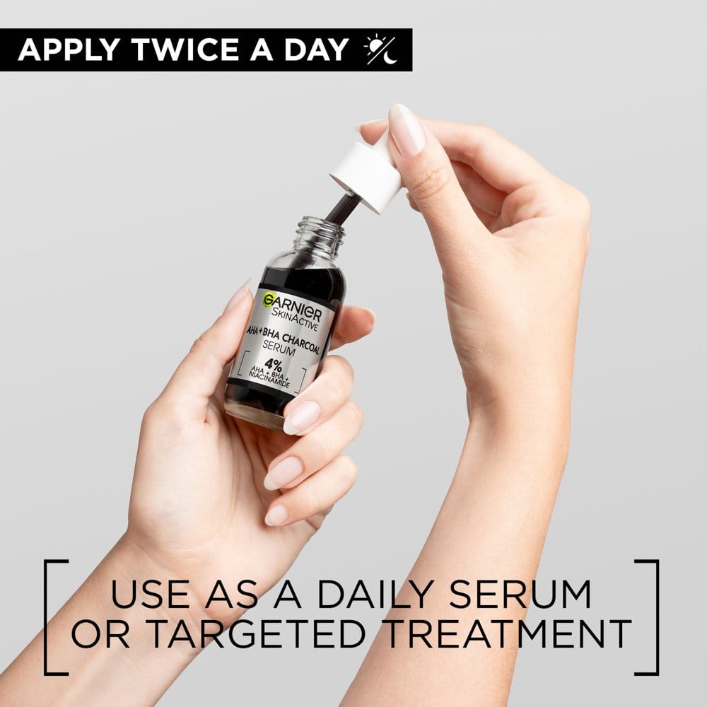 Garnier Skin Active 4% AHA + BHA & Niacinamide Charcoal Face Serum 30 ml