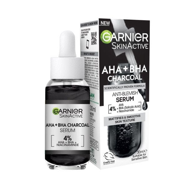 Garnier Skin Active 4% AHA + BHA & Niacinamide Charcoal Face Serum 30 ml 3 Pack