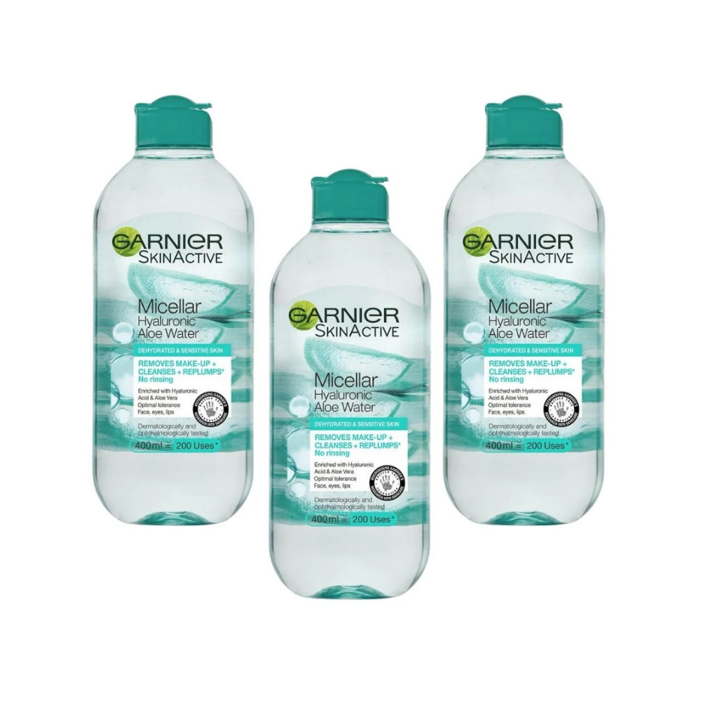 Garnier Skin Active Hyaluronic Aloe Water Micellar Cleansing Water 400 ml / 13.5 fl oz 3 Pack