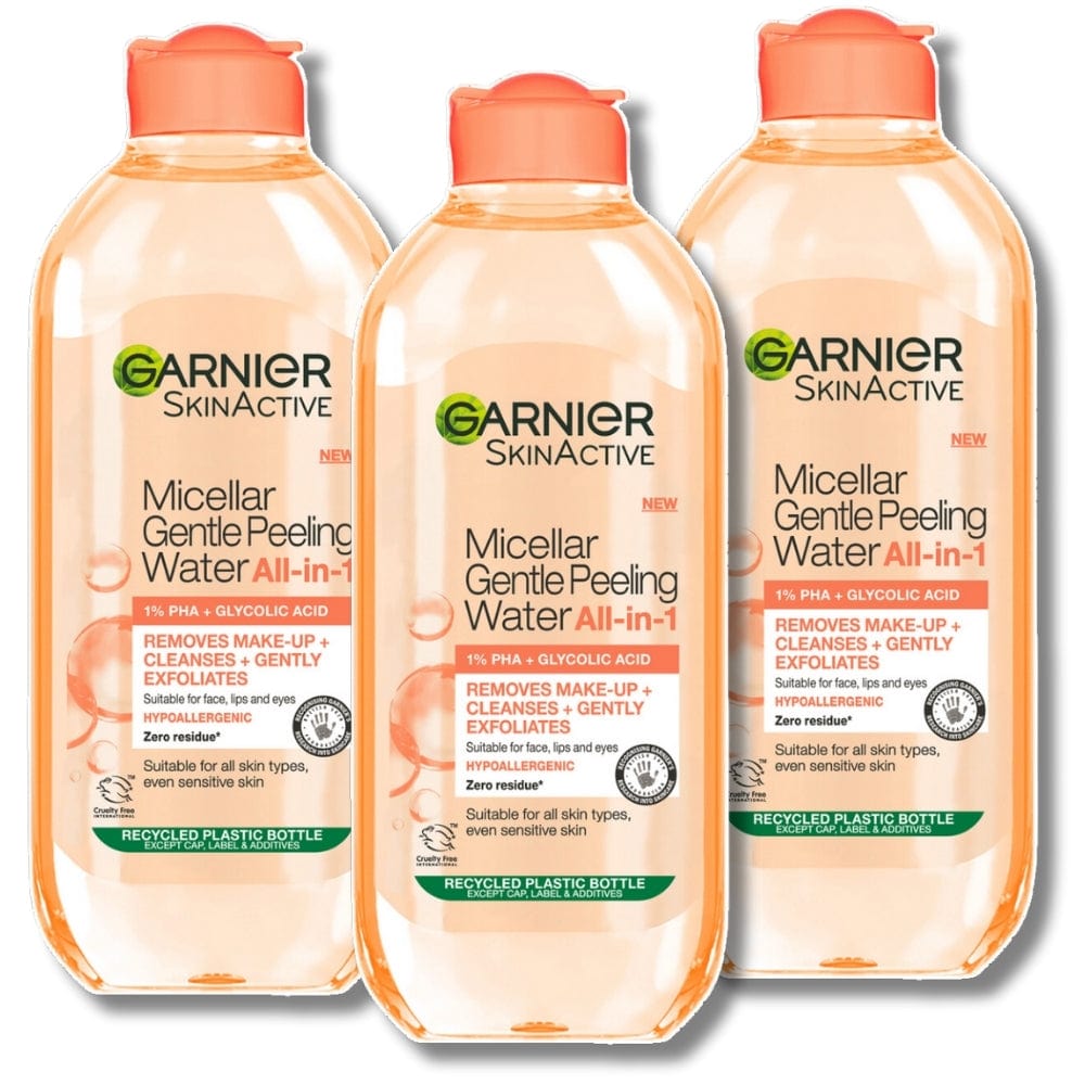 Garnier Skin Active Micellar Gentle Peeling Water Cleanse, Exfoliate & Glow 400 ml / 13.5 fl oz 3 Pack