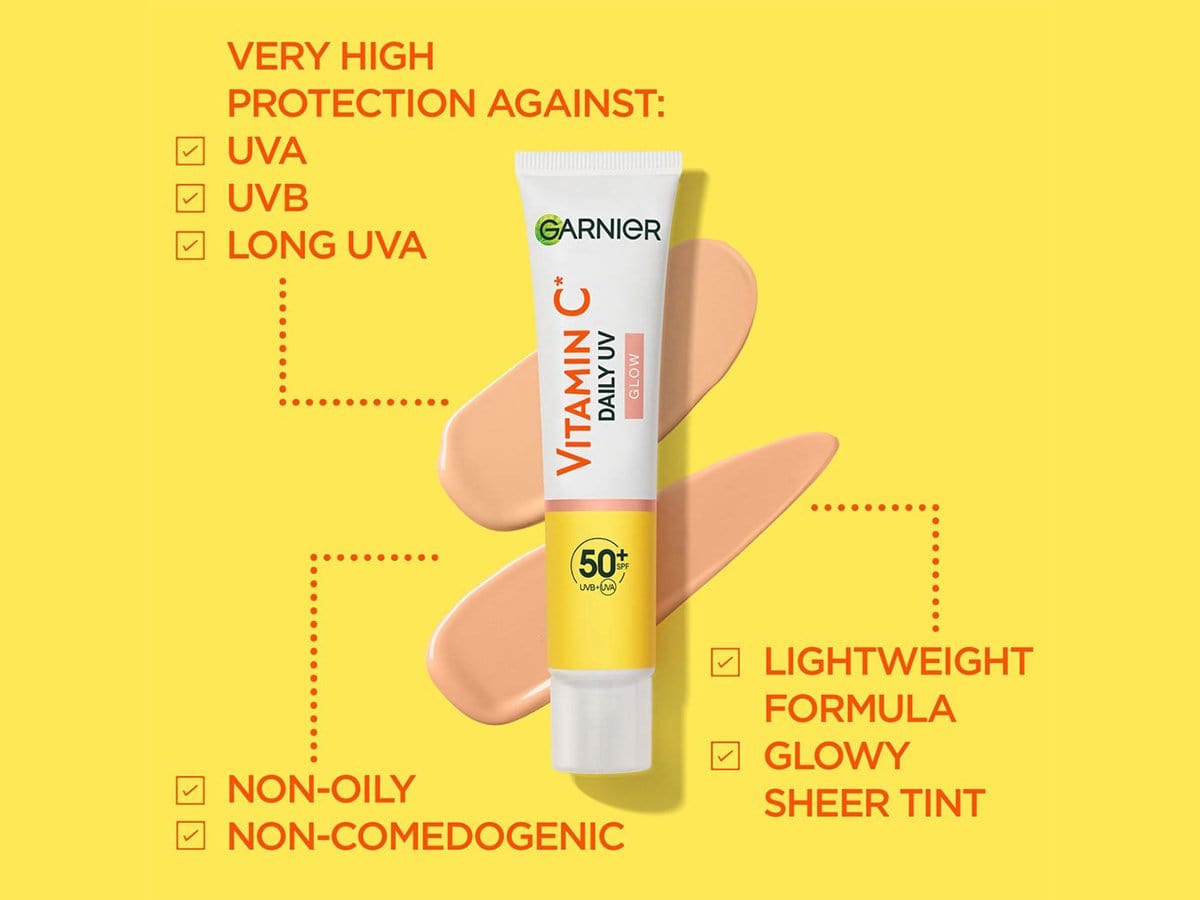 Garnier Skin Active Vitamin C Daily UV Brightening Fluid Sheer Glow, SPF50+ 40 ml 3 Pack