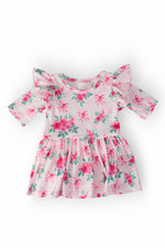 Gingham Bows 3/4 Sleeve Flutter Twirl Bodysuit