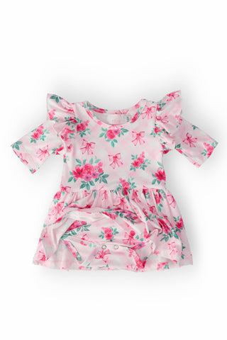 Gingham Bows 3/4 Sleeve Flutter Twirl Bodysuit - By Baano