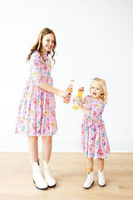 Girly Pop 3/4 Sleeve Pocket Twirl Dress