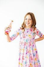 Girly Pop 3/4 Sleeve Pocket Twirl Dress