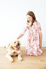 Goldendoodle 3/4 Sleeve Pocket Twirl Dress