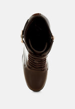 Grahams Faux Leather Lace Up Boots