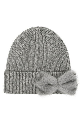 C.C Faux Fur Solid Bow Beanie Winter Hat
