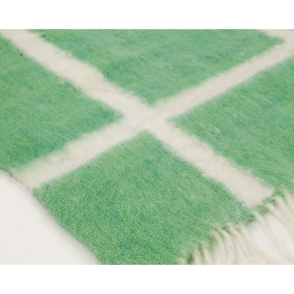 Made to order -  Momos Grid Blanket- Natural White and Green