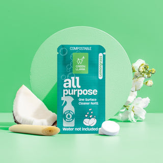 All-Purpose Spray Glass Bottle Cleaning Kit with Lemongrass Essential Oil Green Llama