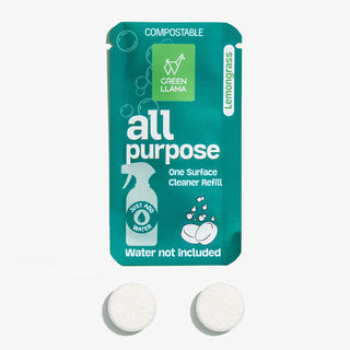 All-Purpose Spray Glass Bottle Cleaning Kit with Lemongrass Essential Oil Green Llama