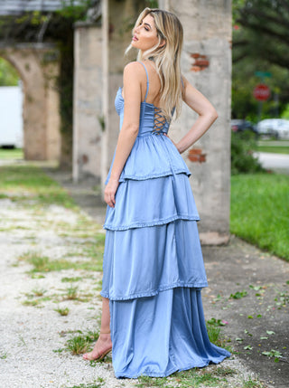 Maeve Corset Gown - Dusty Blue - By Baano