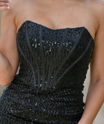 Gia Sequin Corset Mini Dress - Black - By Baano
