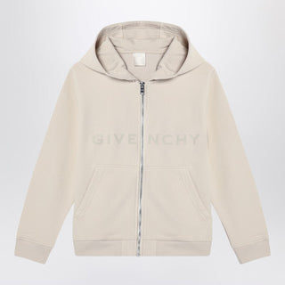 Cream-colored Zip-up Sweatshirt With Logo - By Baano
