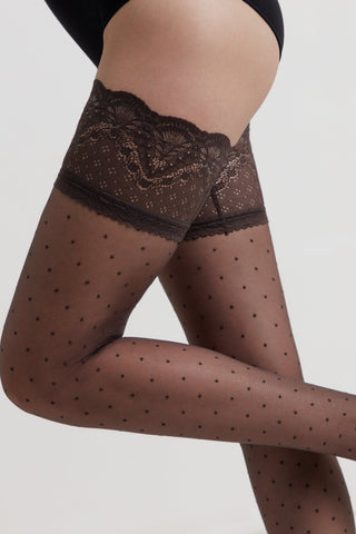 Fantasy Stockings Conte Happy - Polka Dot Silicone Lace Top - By Baano