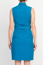 Stylish Sharagano Belted Zip Front Dress with Pockets - Glamourous Grace