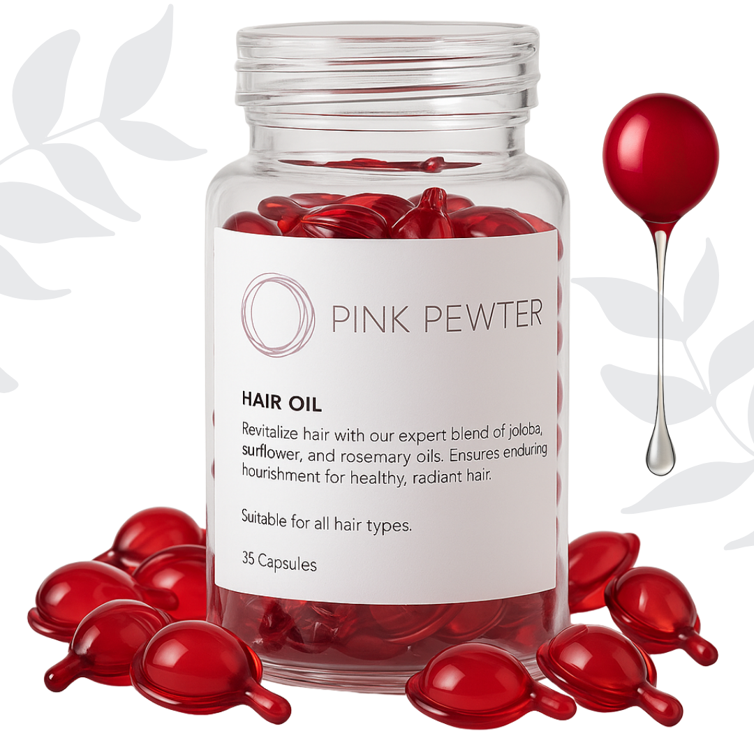 Lightweight Hair Oil Capsules - Nourishing Blend with Olive, Jojoba, Sunflower Seed and Rosemary Oil (Shine and Frizz Control) - 6 Pack with Display