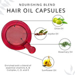 Lightweight Hair Oil Capsules - Nourishing Blend with Olive, Jojoba, Sunflower Seed and Rosemary Oil (Shine and Frizz Control)