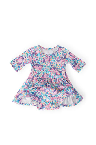 Head in the Clouds 3/4 Sleeve Twirl Bodysuit - By Baano