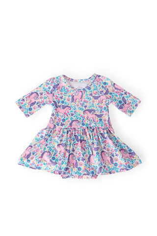 Head in the Clouds 3/4 Sleeve Twirl Bodysuit - By Baano